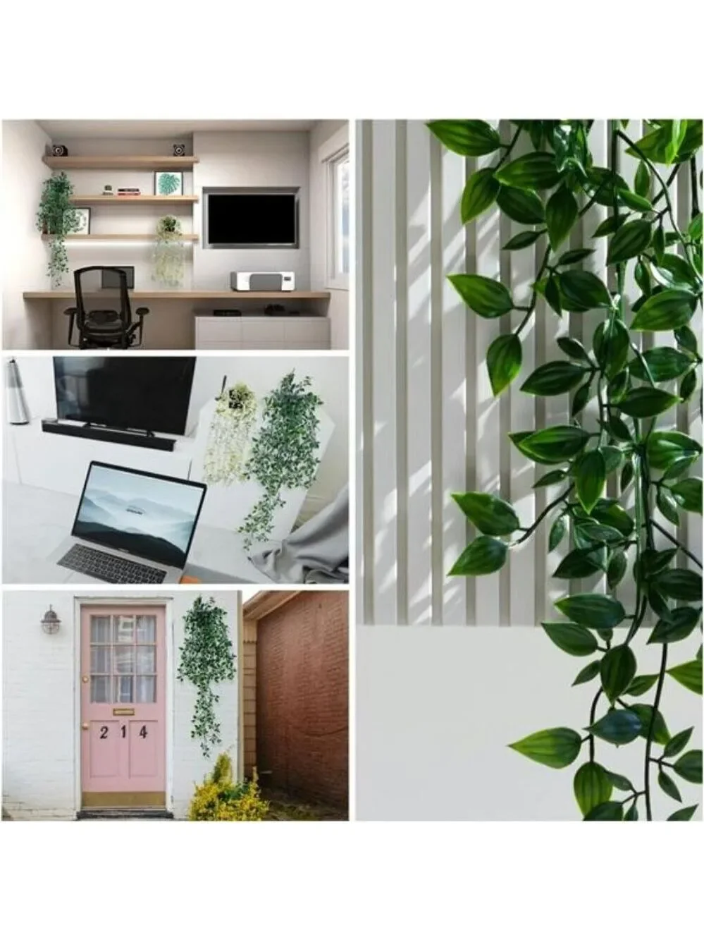 Artificial hanging plants set of 2 potted eucalyptus mandala leaves room decor
